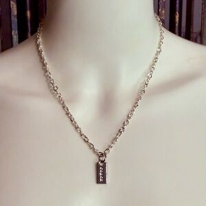 Coach Silver Hang Tag Pendant .925 Sterling Silver Necklace